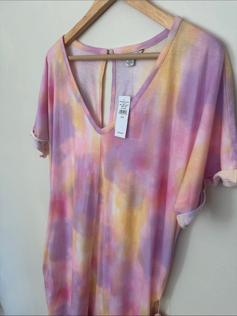 American Eagle Outfitters Pastel Tie-Dye Jumpsuit Romper - Pink, Purple, Yellow - Picture 3 of 6